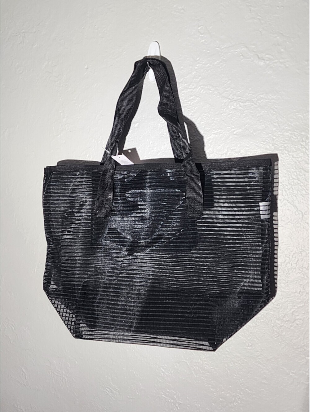 Transparent XL Reusable Mesh Shoulder Bag Handbag Shopping Mesh Tote Bag 2 Pack